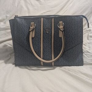 Guess Blue and Tan Tote Bag
